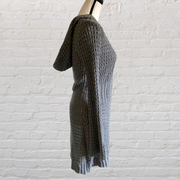 SHIMMERY METALLIC WOOL HOODED KNIT OPEN FRONT SWEATER DUSTER DUSTER CARDIGAN - Picture 8 of 9